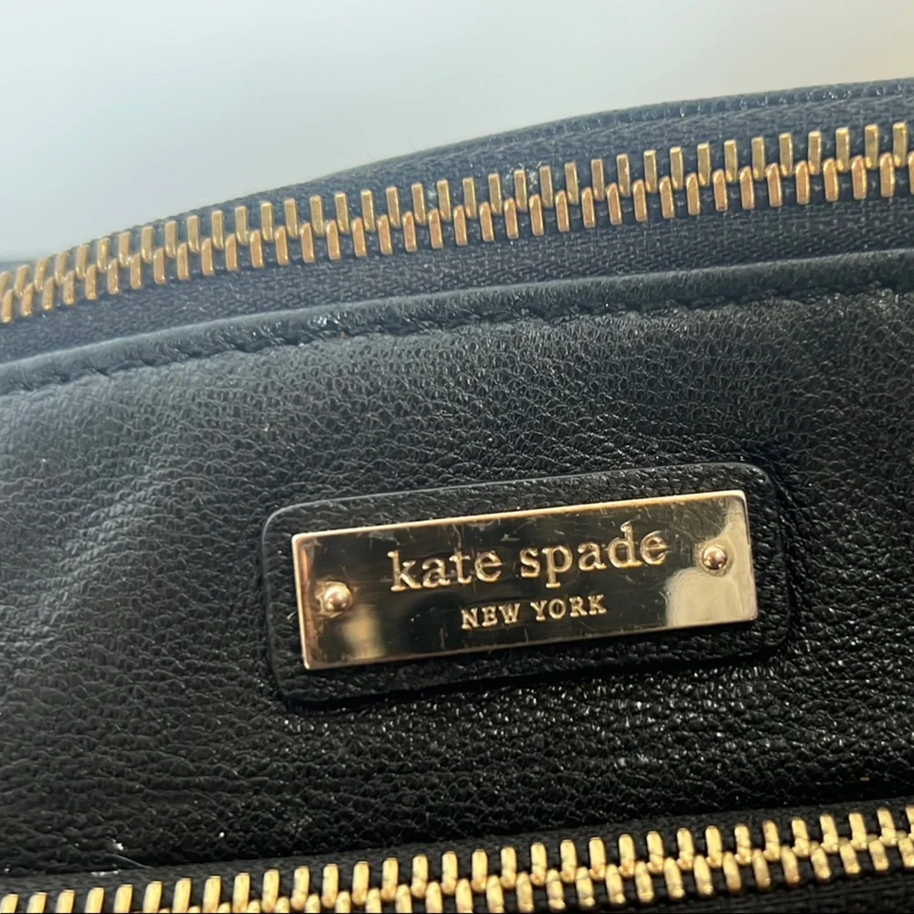 Kate Spade Black Shoulder Bag polka dot interior